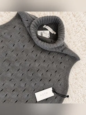 NWT Rare ASTR The Label Pattern Turtleneck Sweater Vest – Grey – M thumbnail 7