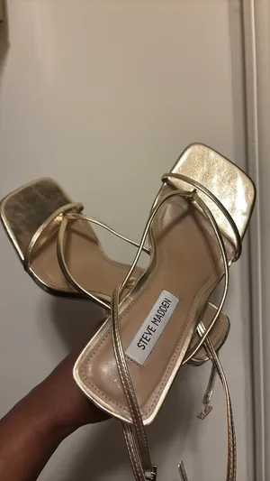 Sandals Steve Madden Gold Strappy Square Toe 👡 thumbnail 5