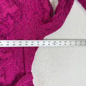 Free People Magenta Pink Lace Ruffle Bell Sleeve Mini Dress OB736065 Small thumbnail 3