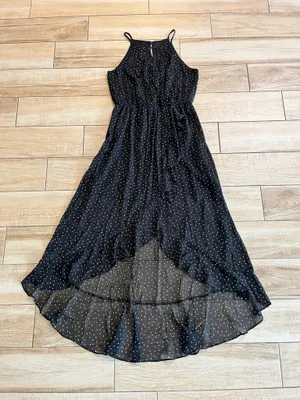 Womens Fortune + Ivy Black Polka Dot Maxi Dress - L thumbnail 1