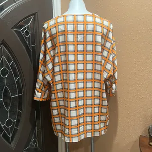 Zara orange plaid blouse thumbnail 5