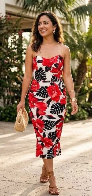 Vintage Hearts Strapless Red Floral Mini Dress 5 90s Y2K Party Coquette Retro thumbnail 1