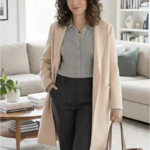 Michael Kors Gray Polo Sweater SMALL Fitted Cardigan Preppy Silk Cotton $300 thumbnail 5