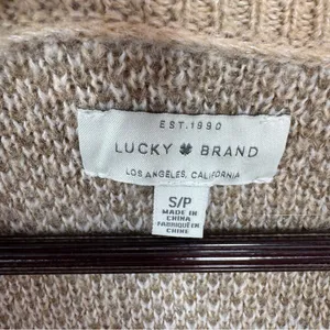 Lucky Brand Dessert Camo V Neck Long Cardigan Sweater Tan Cream‎ Small thumbnail 9