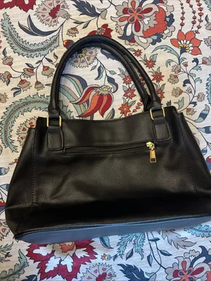 Sleek Black Pebbled Tote with Pink Trim and Gold Hardware thumbnail 4