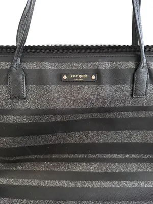 KATE SPADE Black Silver Saffiano Leather Glitter Tote Bag thumbnail 2