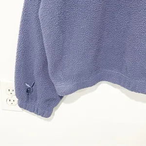 Playboy Sweater Adult Medium Blue Oversized Cropped Mock Neck Sherpa Fleece thumbnail 2