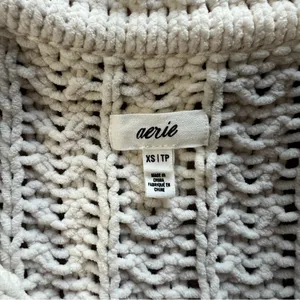 Aerie Womens Beige Cable Car Quarter Zip Knit Sweater Size XS thumbnail 3