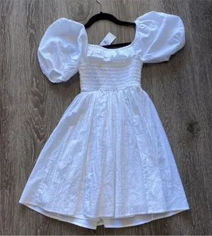 Abercrombie & Fitch Summer Cottagecore Bow Mini Little White Dress thumbnail 2