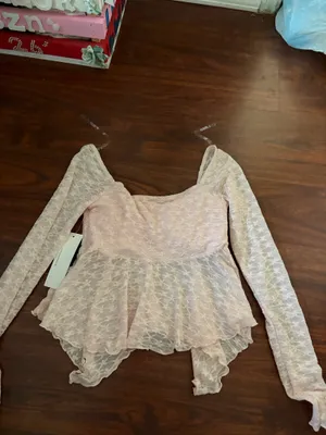 Long sleeve mesh Crop Top Pink Size XS thumbnail 3