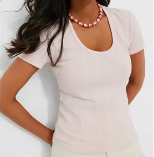 Tuckernuck Pointelle Bridgette Tee Baby Pink Size Medium thumbnail 1