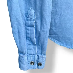 Vintage 90s‎ Embroidered Chambray Denim Shirt Button Down Floral Long Sleeve thumbnail 9
