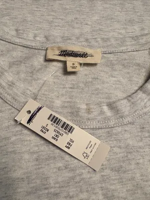 Madewell women’s Perfect Crewneck Tee Allday Jersey light heather gray Sz S NWT thumbnail 4