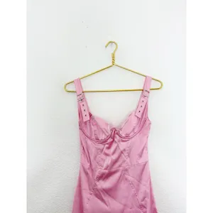 Oh Polly Buckle Down Pink Satin Mini Dress Size 4 Party Barbie Sexy Bustier thumbnail 5