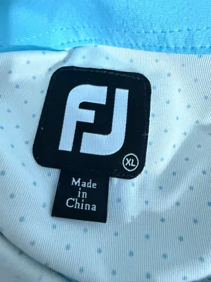 FootJoy Men’s White Polo with Light Blue Dots & Crest thumbnail 5