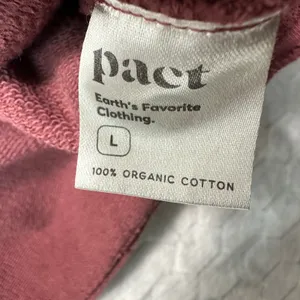 Pact Cropped Sweatshirt Burgundy Raglan Sleeve Raw Hem Organic Cotton Size L thumbnail 5