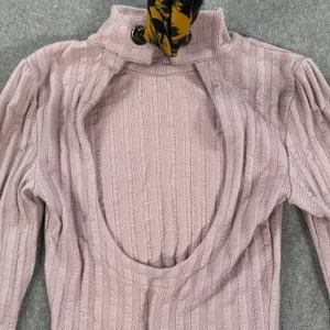 Free People Party in the Back Top Women's XS Purple Ribbed Long Sleeve Tie Back thumbnail 11