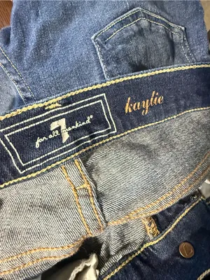 7 For All Mankind Kaylie Slim Bootcut Jeans Size 25 Blue Wash Raw Hem thumbnail 7