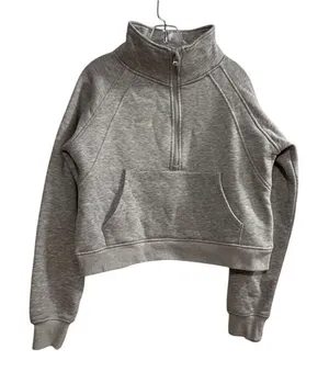 Women's M Gray Half Zip Pullover‎ Sweatshirt Kangaroo Pocket Size M thumbnail 1