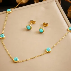Boutique Two-Piece Turquoise Earring and necklace set thumbnail 1