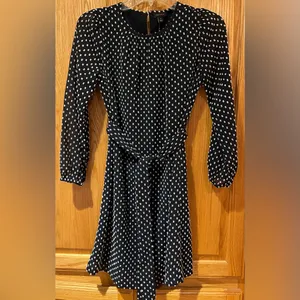 Ann Taylor‎ Clip Belted Mock Neck Shift Dress Night Sky Navy Blue Size 2 Petite thumbnail 4