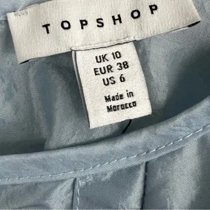 NWT Topshop Corset Puff Sleeve Solid Crop Top Blue Regencycore Shimmer Size 6 thumbnail 6