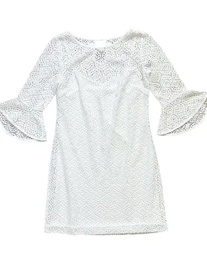 Lilly Pulitzer Fontaine Classic Shift Flounce Bell Sleeve Lined Dress White Smal thumbnail 11