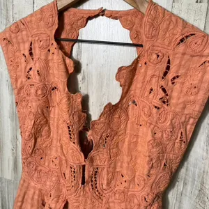 Free People‎ Finley Cutwork Orange Lace Romper Womens Size 4 thumbnail 3