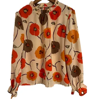 SHEIN Women’s Floral Ruffled High Collar Long Sleeve Blouse Size Large thumbnail 1