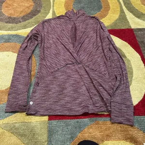 Lululemon Mock Neck & Go Take Off Cutout Long Sleeve Shirt Top Space Dye Size 12 thumbnail 1