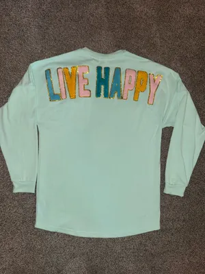 Southern Charm Simply Southern Live Happy Sparkle Pink Smiley Long Sleeve Pom Pom Jersey thumbnail 2