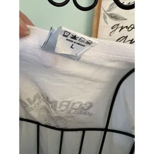 Harley Davidson‎ White Long Sleeve Tee Teal Lettering Faceted Beads Metallic L thumbnail 4