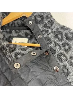 Abercrombie & Fitch Snap-Up Fleece Leopard Print Pullover Asymmetrical Sz Medium thumbnail 7