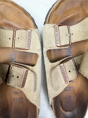 Birkenstock Women’s Suede 2-Strap Buckle Slide Sandals Beige EU 37 US 6 thumbnail 9