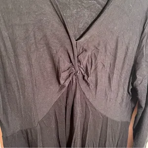 Cupio Women's Size Medium Babydoll Tunic‎ Top Black V-Neck Handkerchief Hem Long thumbnail 5