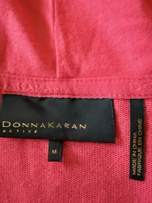 Donna Karan Active Pink Zip Hoodie Bell Sleeves Drawstring Cuffs Women’s M thumbnail 2