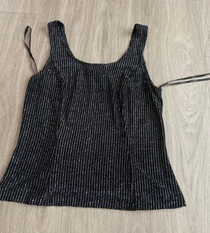 Cachet Black Tank Top with shiny Pinstripe Dots thumbnail 1