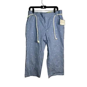 Sag Harbor Blue Gingham Check Casual Capri Pants Stretch Drawstring Comfort Sz14 thumbnail 2