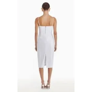 Amanda Uprichard Rocco Midi Denim Dress White Wash XS NWT 100% Cotton thumbnail 10