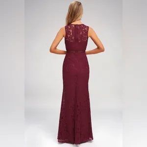 Lulus Music of‎ the Heart Lace Maxi Dress in Burgundy Size Small thumbnail 3