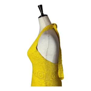 NBD Dress Women Medium Yellow Brandy Open Knit Crochet Halter Neck Midi Retro‎ thumbnail 7