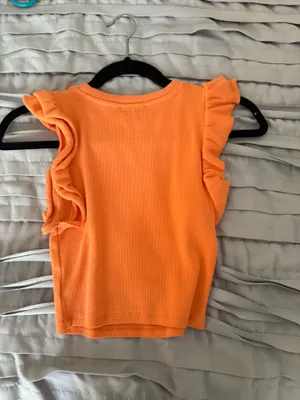 Orange ZARA Ruffle Top  thumbnail 2