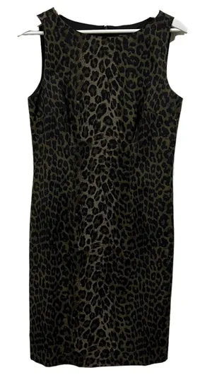 Ann Taylor‎ Size 6 Sheath Dress Animal Print High Neck Sleeveless Lined Back Zip thumbnail 1