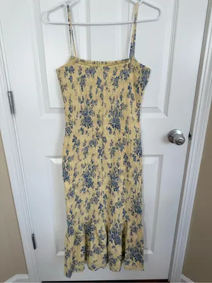 Reformation Seren Midi Dress in Sabrina Butter Yellow 10 thumbnail 5