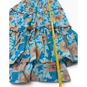 Free People Green Floral Tiered Midi Dress XL NWT Cotton Boho thumbnail 8