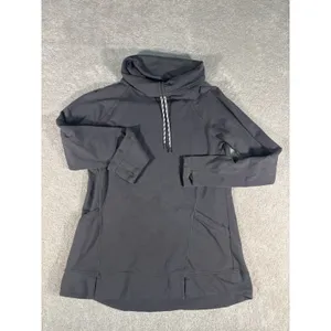 ll bean womens funnel neck sweatshirt gray small pockets thumbholes thumbnail 2