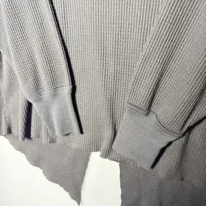 Free People Black Thermal Long Sleeve Slit Back Shirt Women's size M thumbnail 4