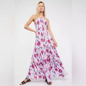 Free People Intimately Garden Party Floral Maxi Dress in Purple Women’s Sz Small thumbnail 2