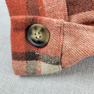Womens‎ Shirt Size M Orange Plaid Flannel Button Down Long Sleeve Shaket Casual thumbnail 6