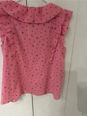 LOFT Pink Ruffle Cap-Sleeve Blouse thumbnail 5